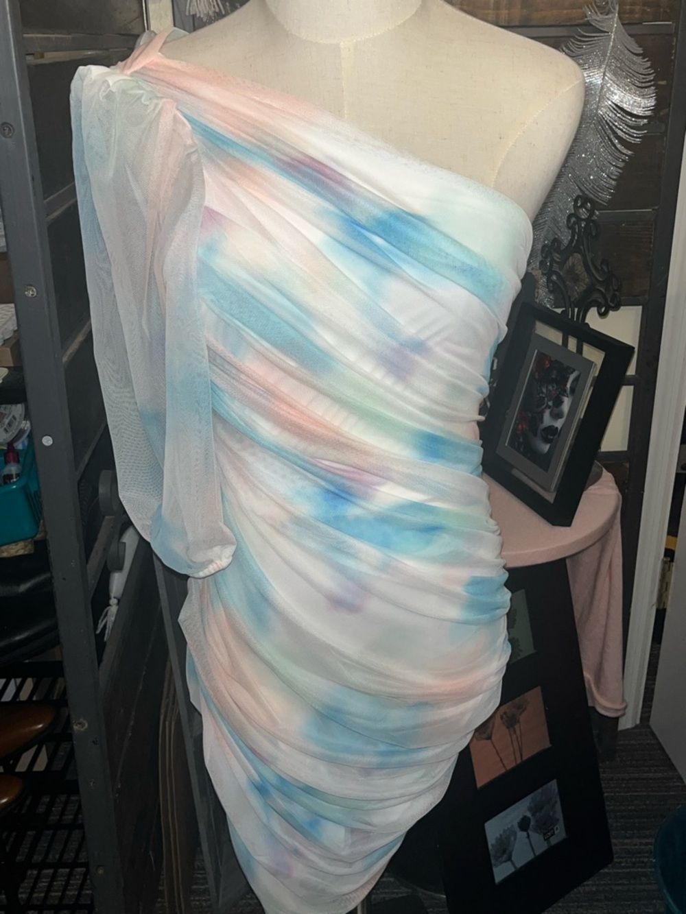 BCBGeneration Multicolor One-Shoulder Prom Dress